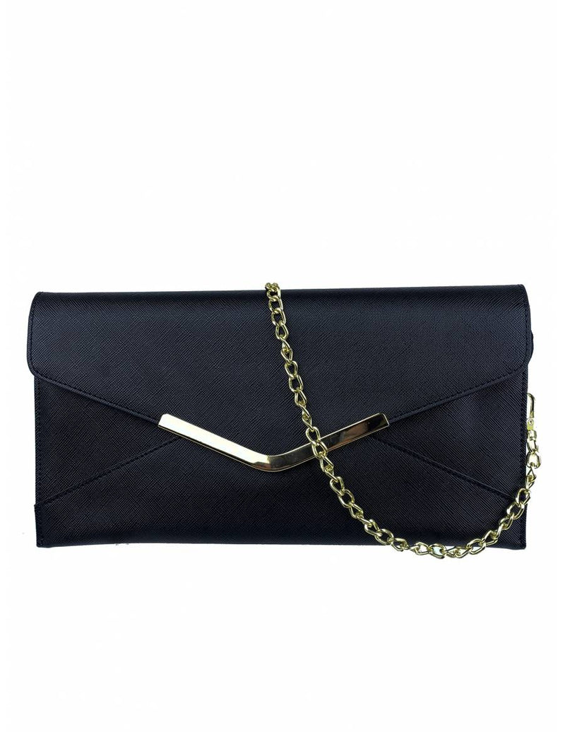 Mel & Co Saffiano Leatherette Envelope Clutch With Chain
