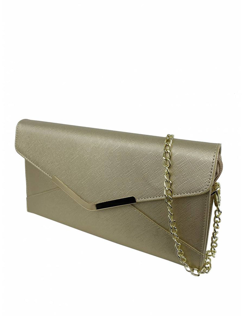 Mel & Co Saffiano Leatherette Envelope Clutch With Chain