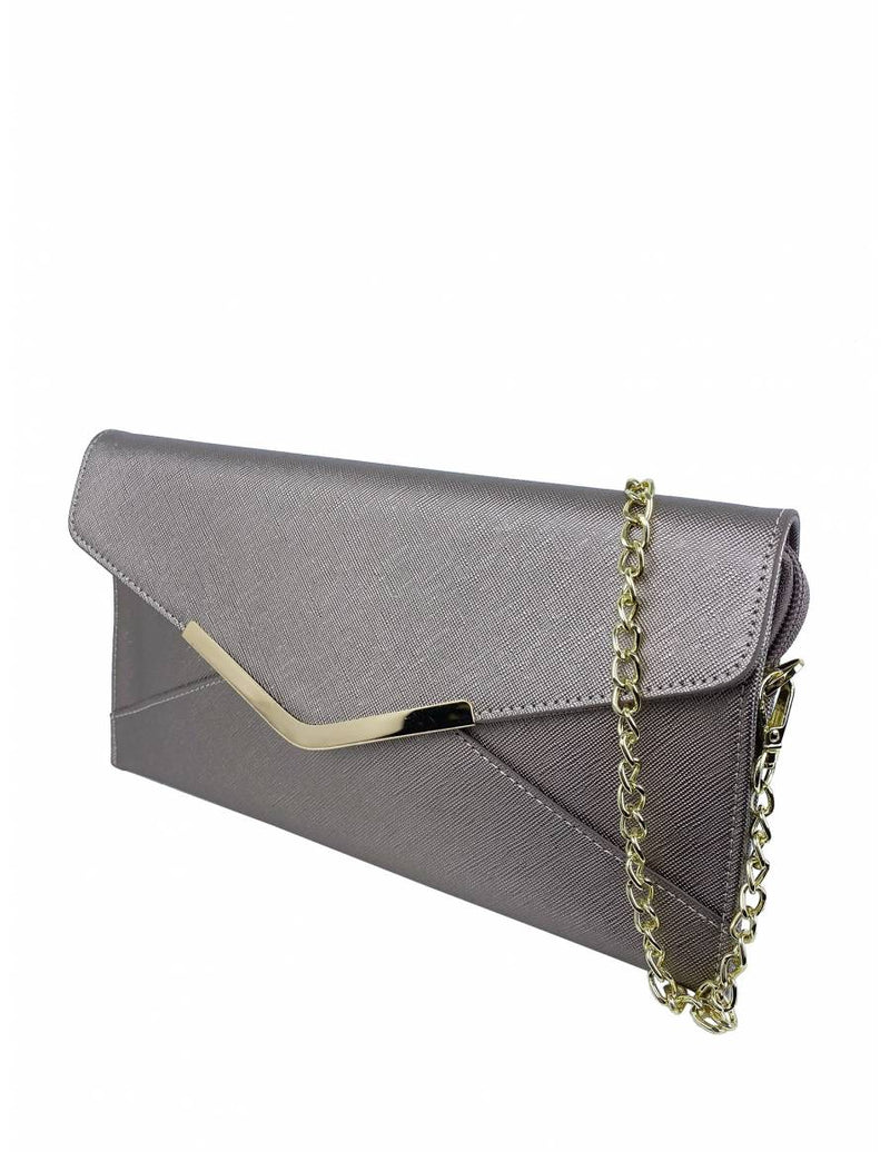 Mel & Co Saffiano Leatherette Envelope Clutch With Chain