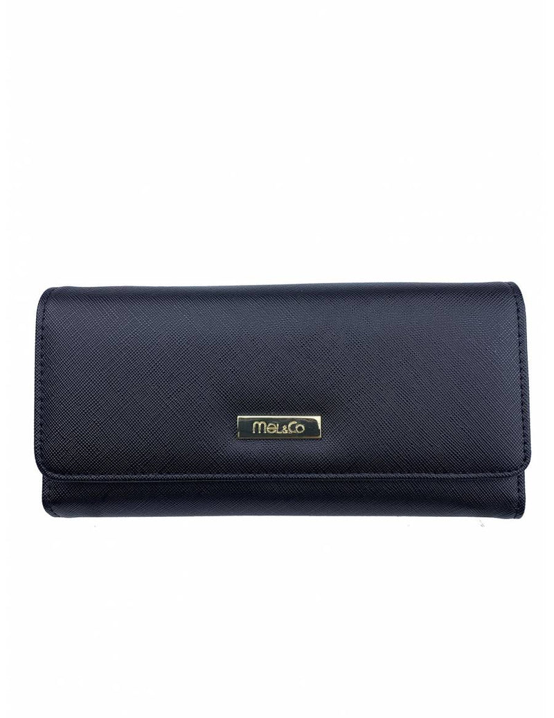 Mel & Co Saffiano Leatherette Tri-Fold Long Wallet