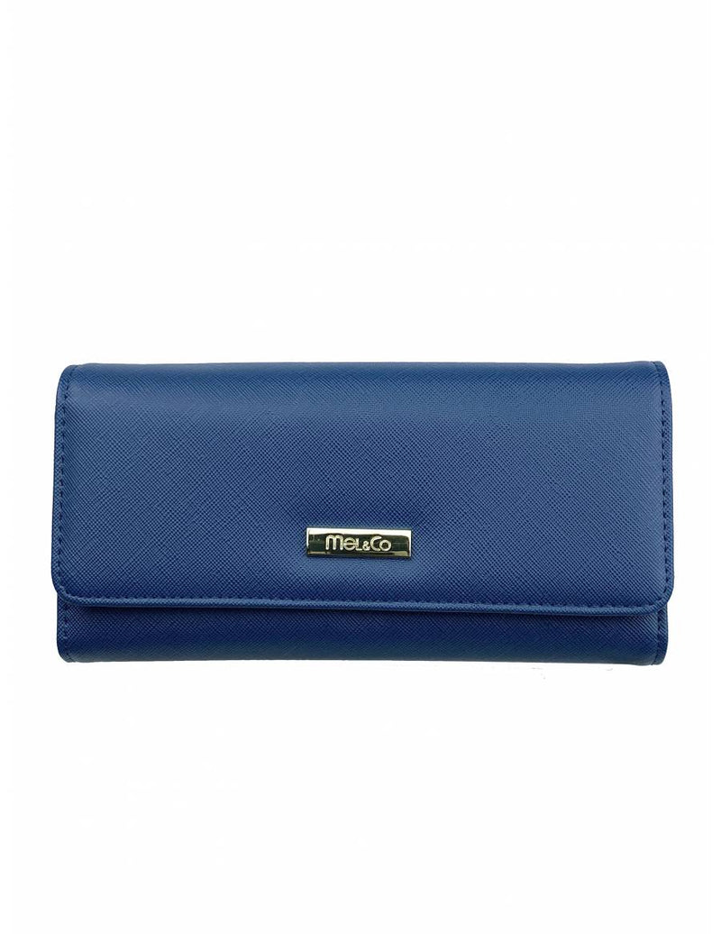 Mel & Co Saffiano Leatherette Tri-Fold Long Wallet
