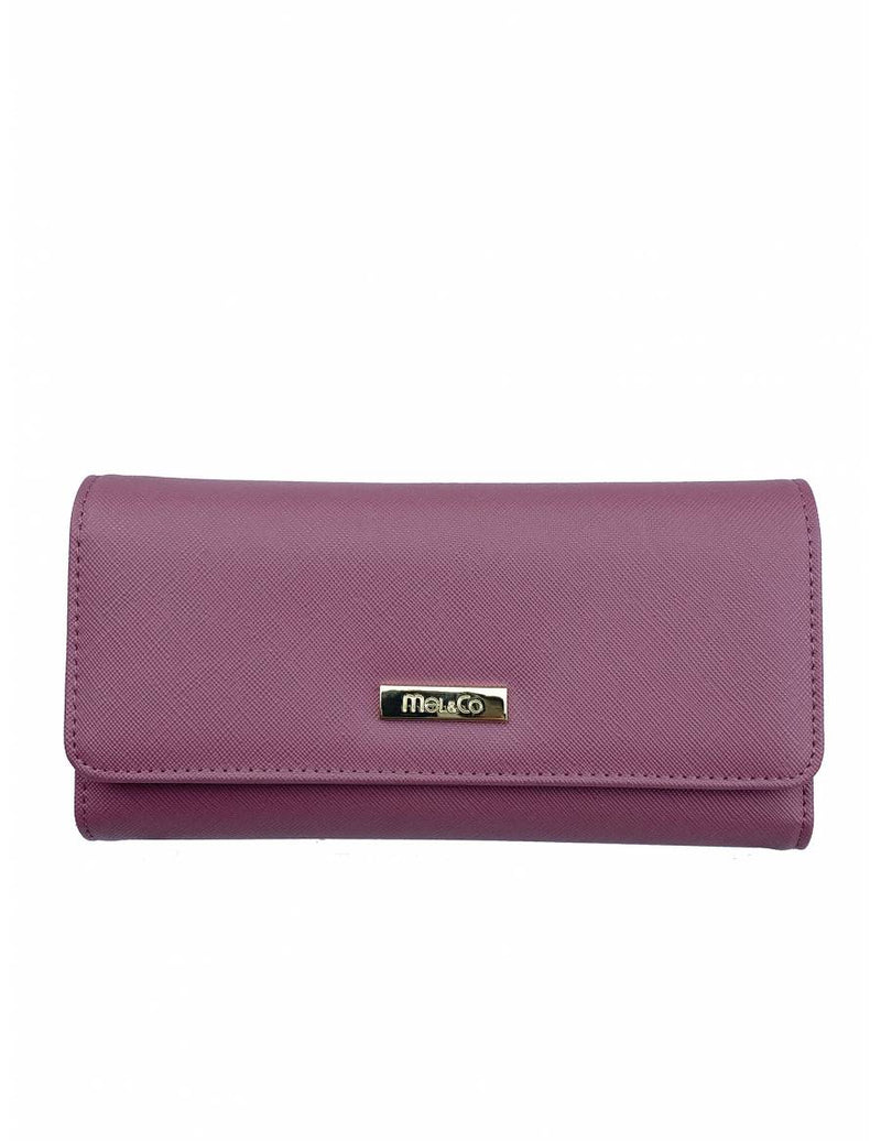 Mel & Co Saffiano Leatherette Tri-Fold Long Wallet