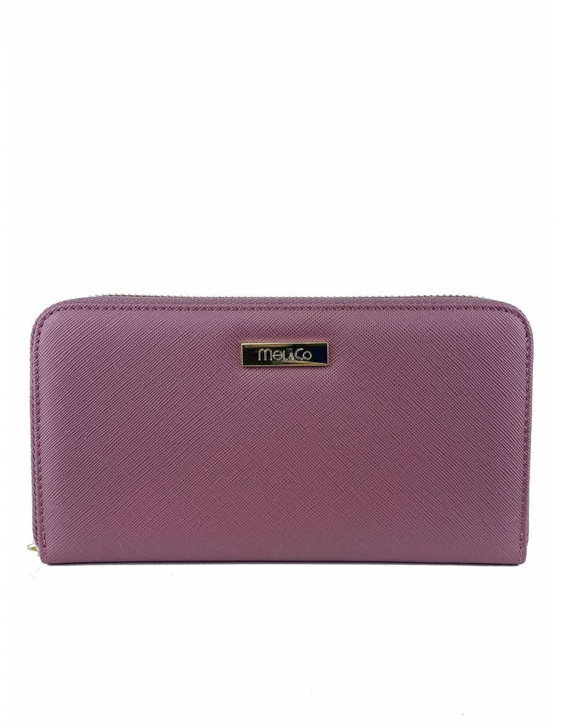 Mel & Co Saffiano Leatherette Zip-Around Long Wallet