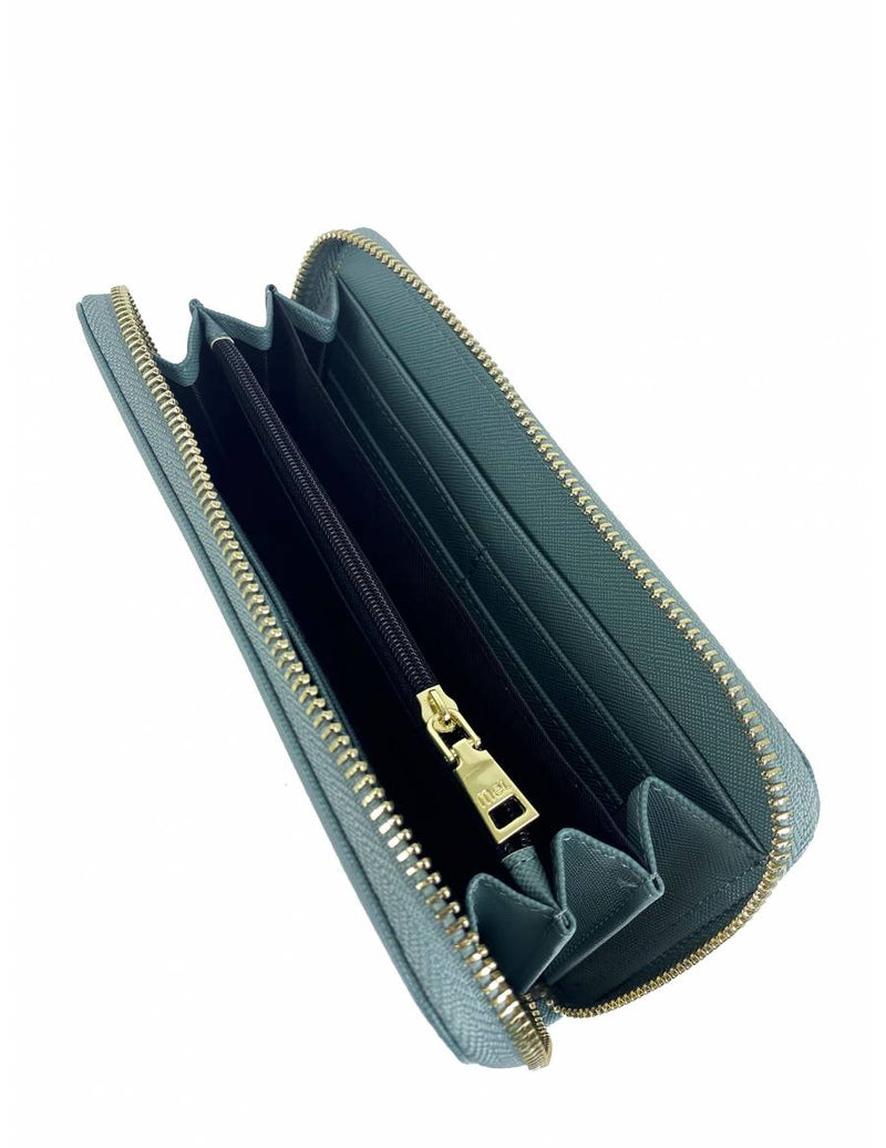 Mel & Co Saffiano Leatherette Zip-Around Long Wallet