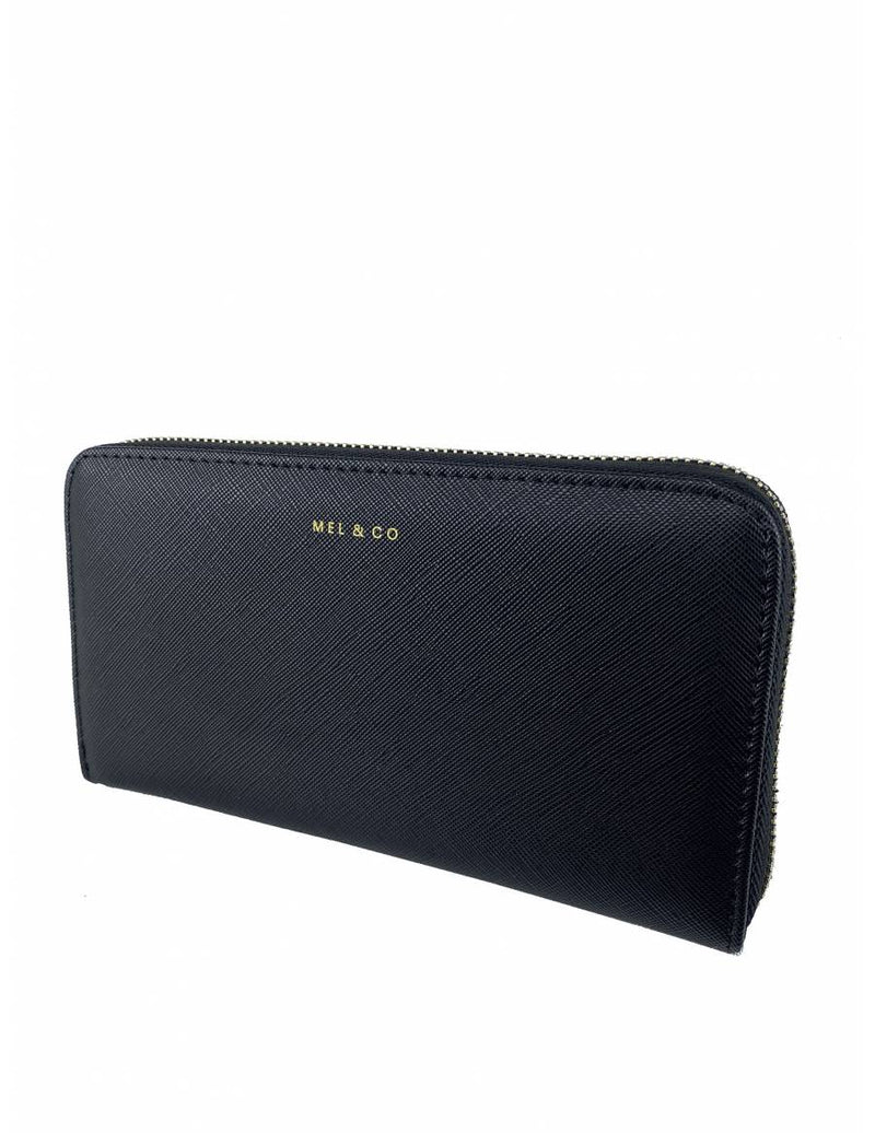 Saffiano-Effect Zip-Around Long Wallet