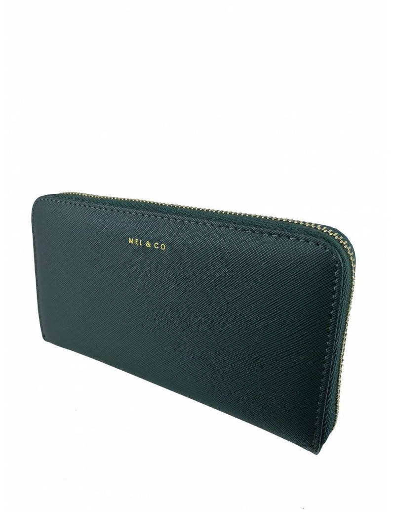 Saffiano-Effect Zip-Around Long Wallet