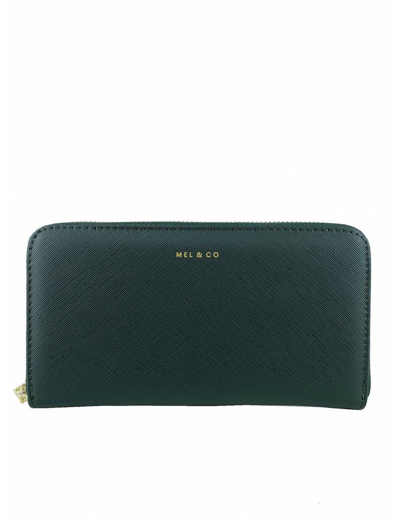 Saffiano-Effect Zip-Around Long Wallet