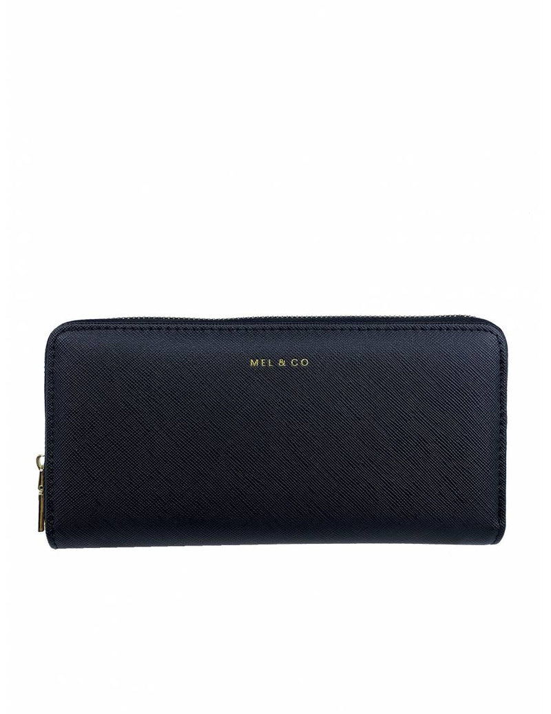 Mel & Co Saffiano-Effect Zip-Around Wallet