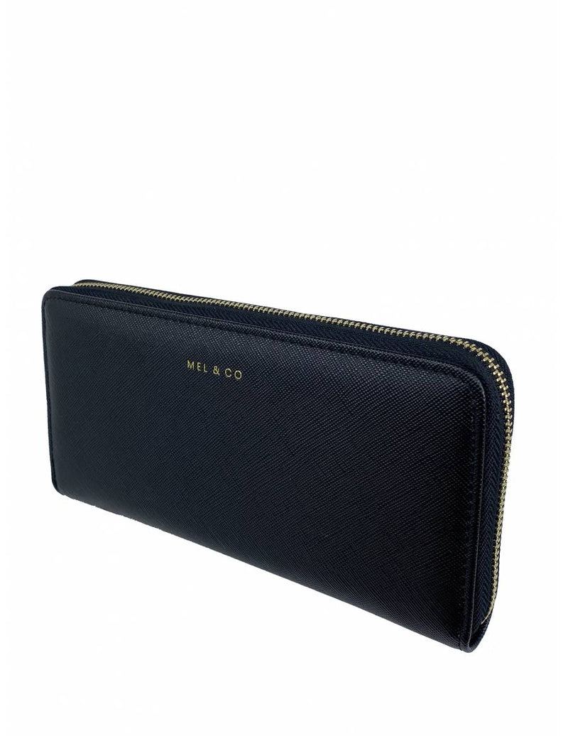 Mel & Co Saffiano-Effect Zip-Around Wallet