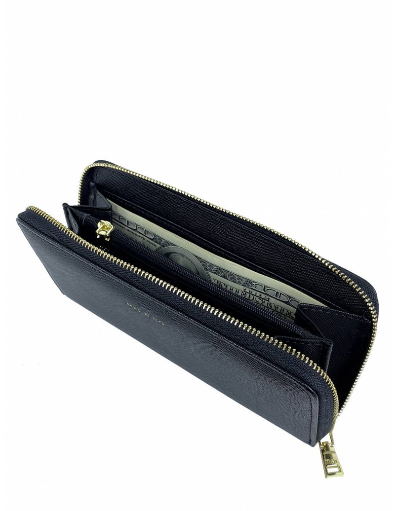 Mel & Co Saffiano-Effect Zip-Around Wallet