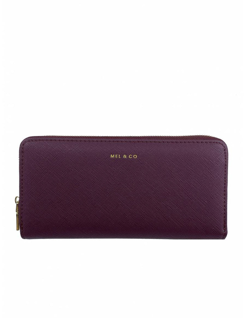 Mel & Co Saffiano-Effect Zip-Around Wallet