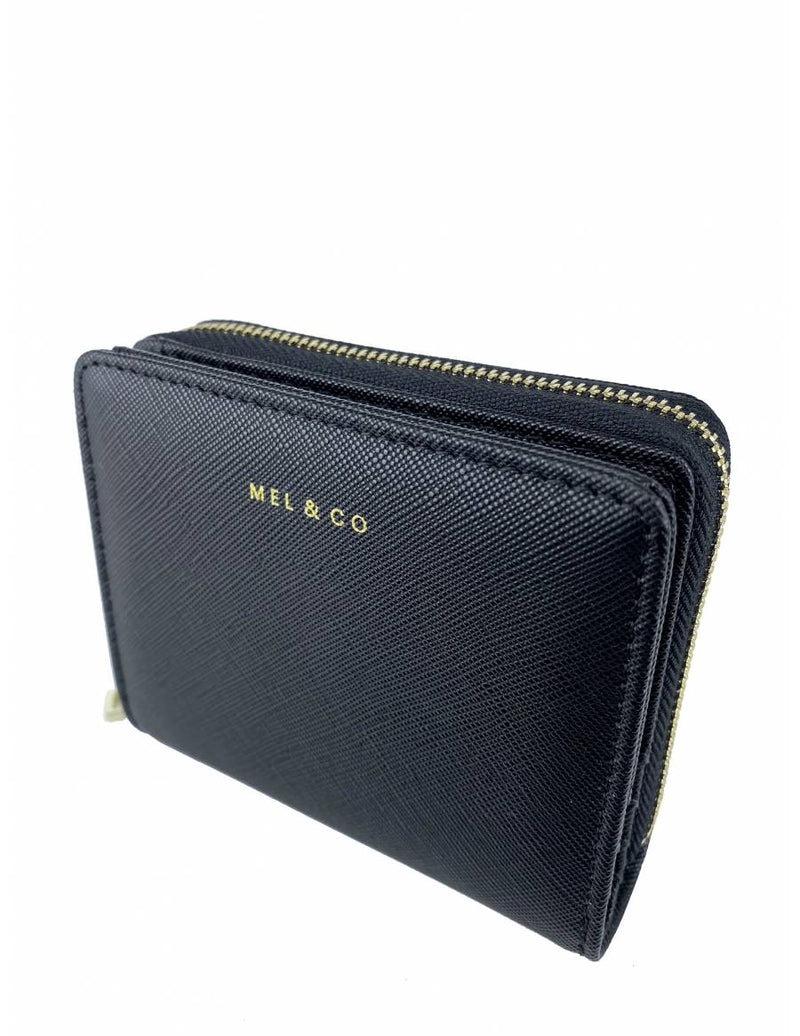 Saffiano-Effect Snap Wallet With Zip-Around Compartment