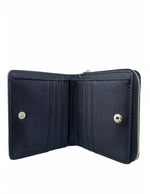 Saffiano-Effect Snap Wallet With Zip-Around Compartment