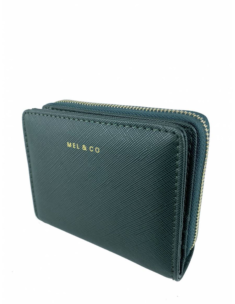 Saffiano-Effect Snap Wallet With Zip-Around Compartment