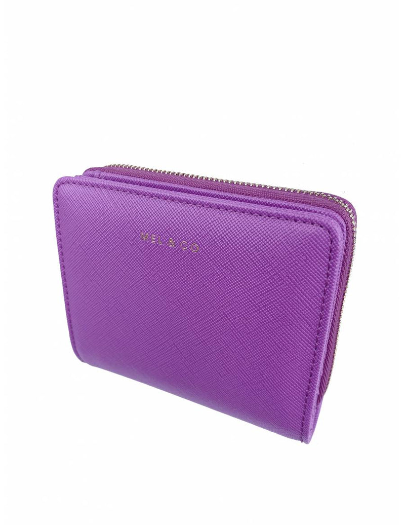 Saffiano-Effect Snap Wallet With Zip-Around Compartment