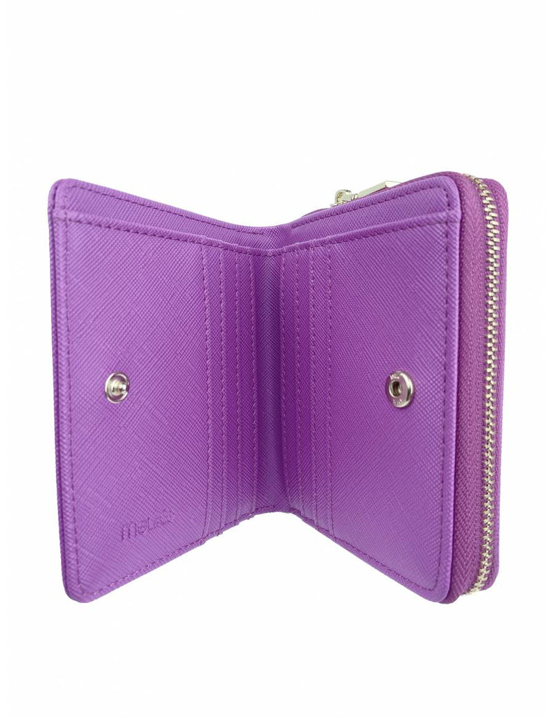 Saffiano-Effect Snap Wallet With Zip-Around Compartment