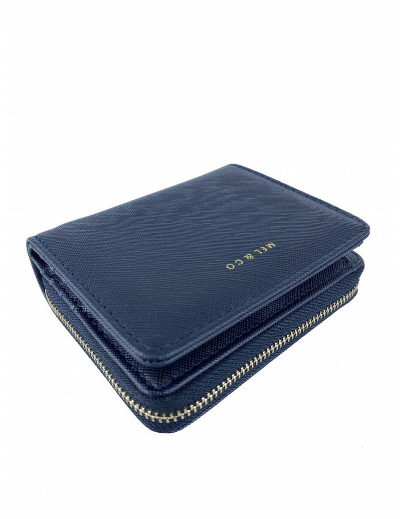 Saffiano-Effect Snap Wallet With Zip-Around Compartment