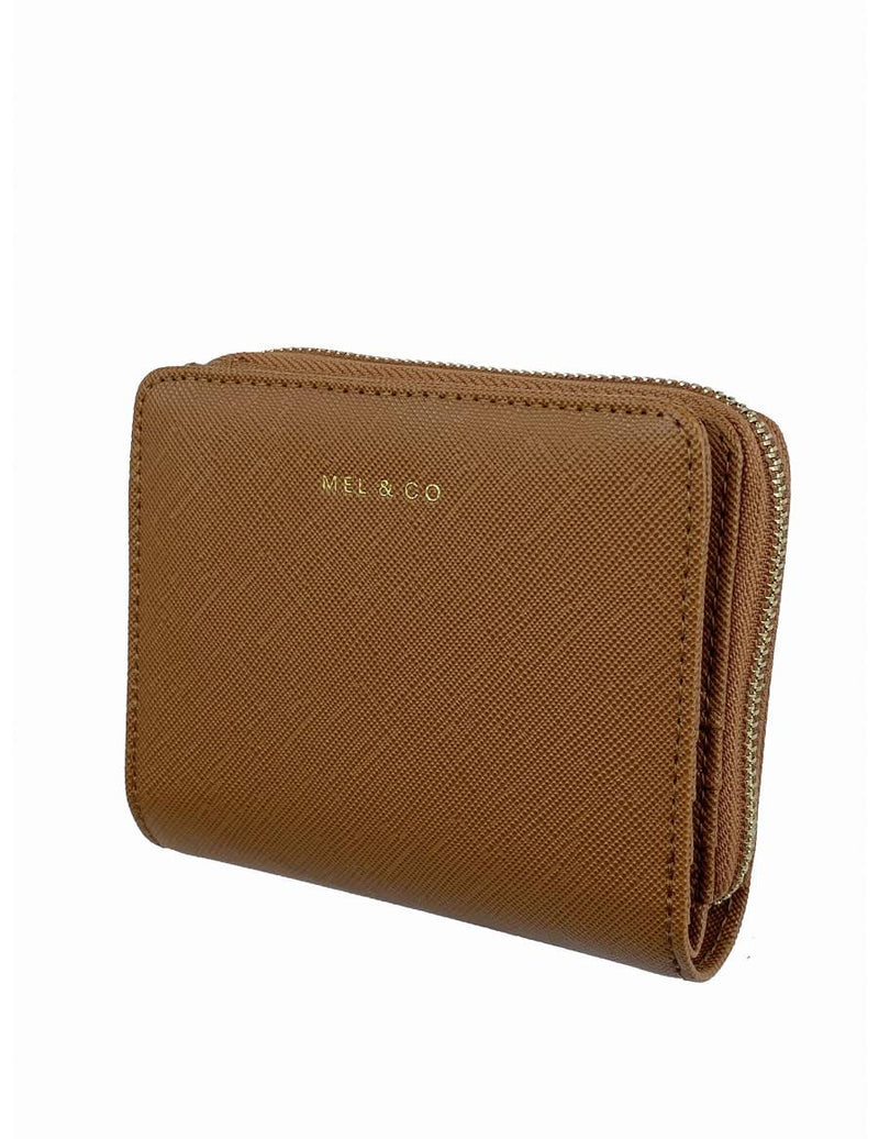 Saffiano-Effect Snap Wallet With Zip-Around Compartment