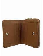 Saffiano-Effect Snap Wallet With Zip-Around Compartment