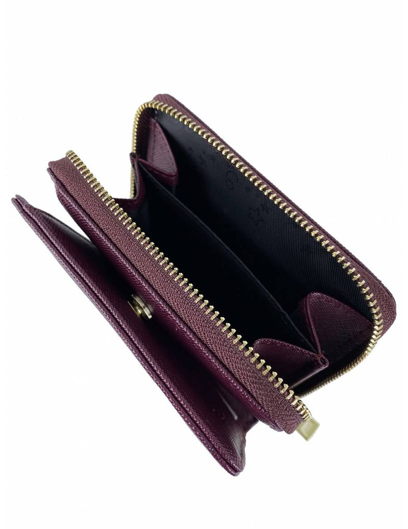 Saffiano-Effect Snap Wallet With Zip-Around Compartment