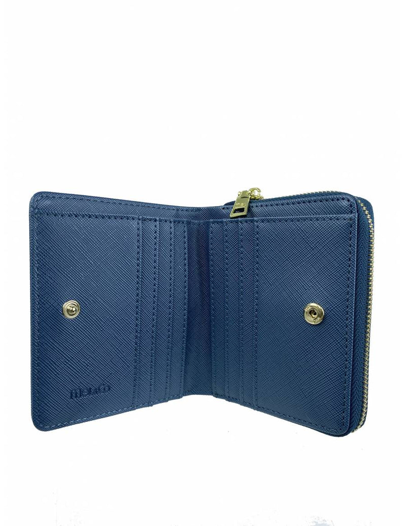 Saffiano Leatherette Bifold Snap Wallet With Zip-Around Compartment