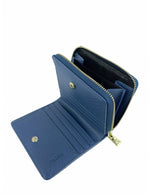 Saffiano Leatherette Bifold Snap Wallet With Zip-Around Compartment