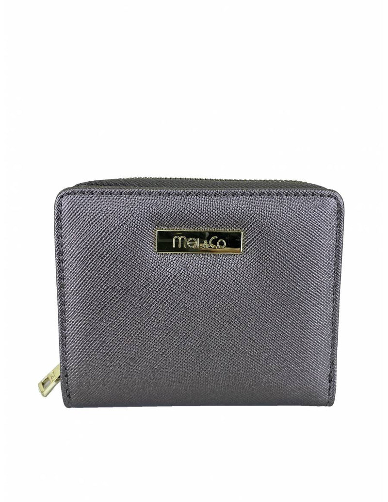 Saffiano Leatherette Bifold Snap Wallet With Zip-Around Compartment