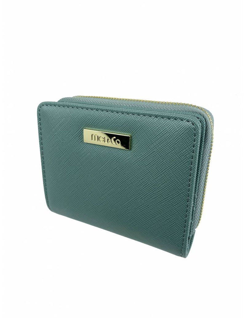 Saffiano Leatherette Bifold Snap Wallet With Zip-Around Compartment