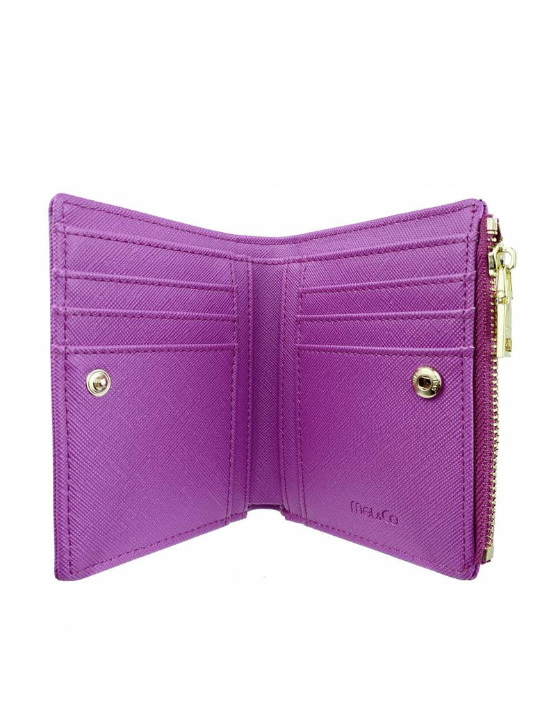 Mel & Co Saffiano-Effect Bifold Compact Snap Wallet