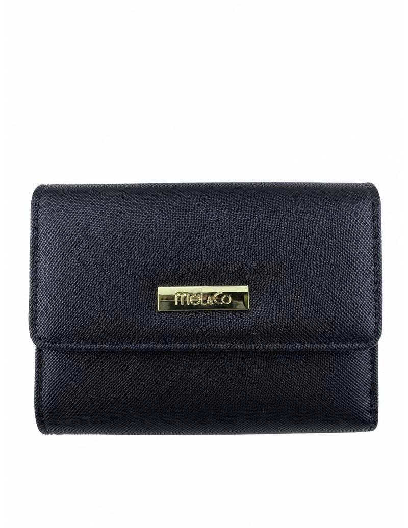 Saffiano Leatherette Tri-Fold Half Flap Wallet