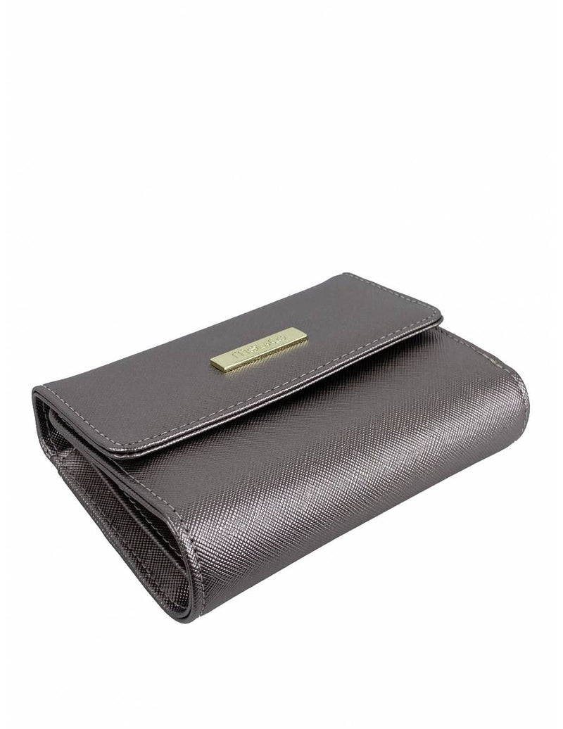 Saffiano Leatherette Tri-Fold Half Flap Wallet