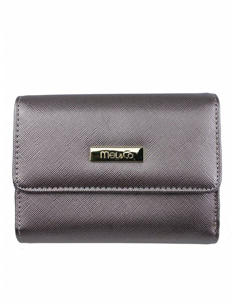 Saffiano Leatherette Tri-Fold Half Flap Wallet