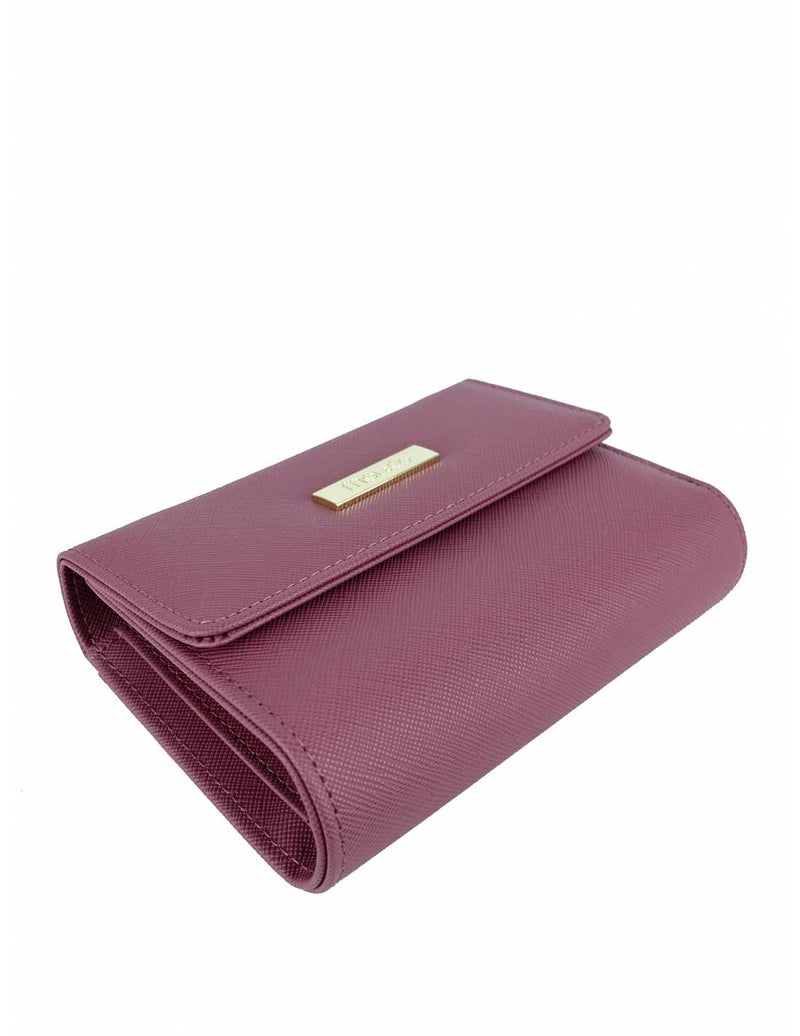 Saffiano Leatherette Tri-Fold Half Flap Wallet