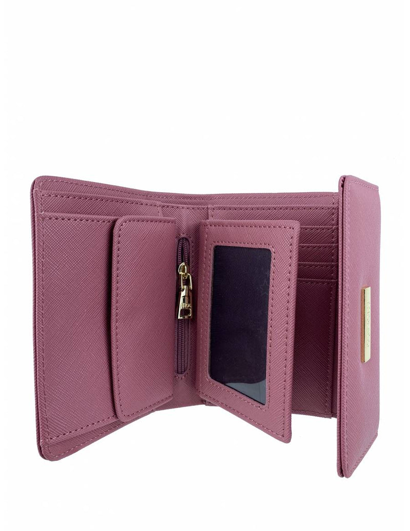 Saffiano Leatherette Tri-Fold Half Flap Wallet