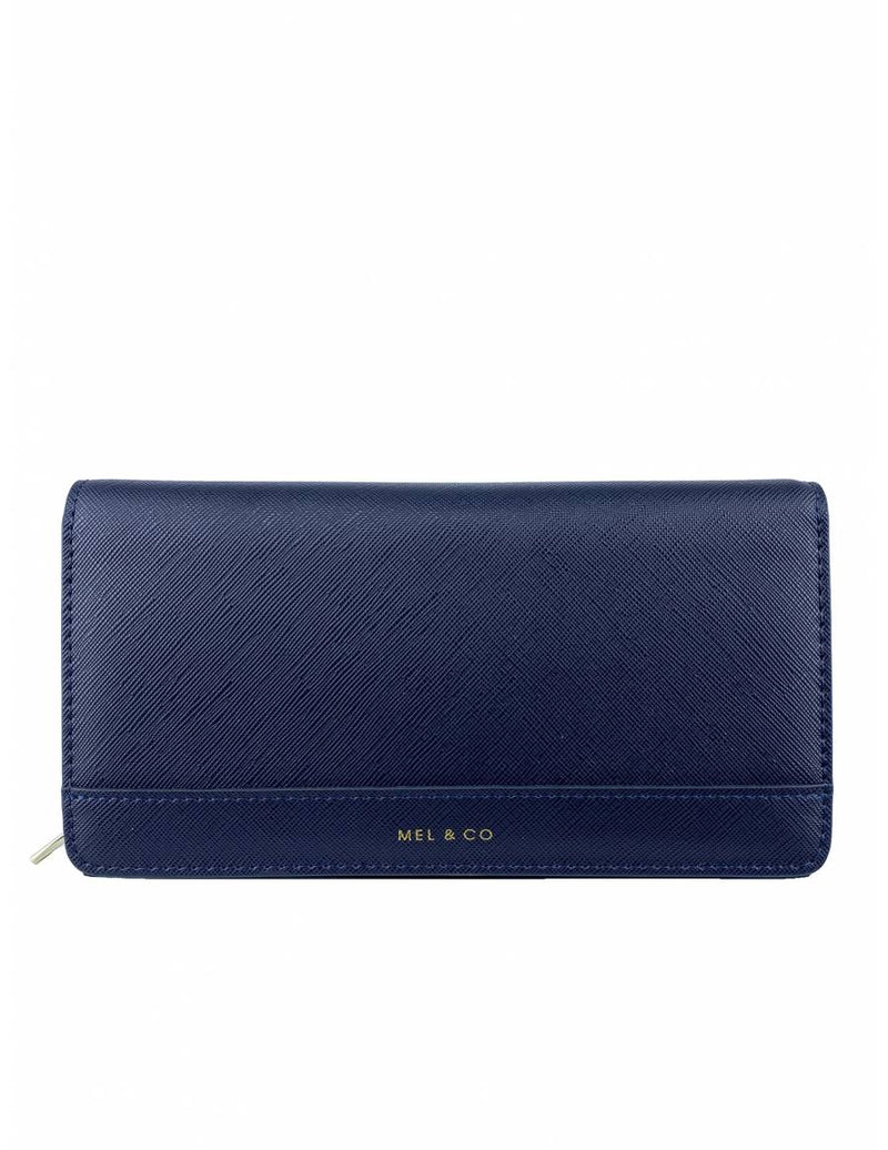 Mel & Co Saffiano-Effect Tri-Fold Flap Large Wallet