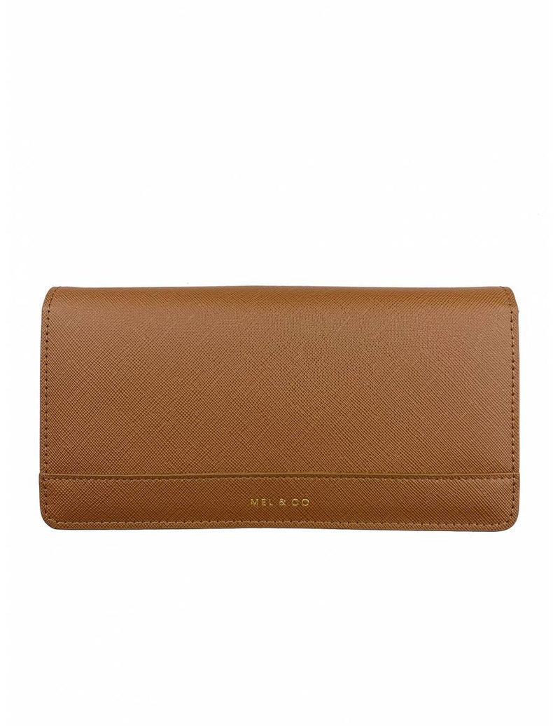 Mel & Co Saffiano-Effect Tri-Fold Flap Large Wallet