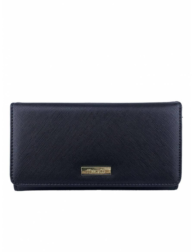 Saffiano Leatherette Tri-Fold Flap Large Wallet