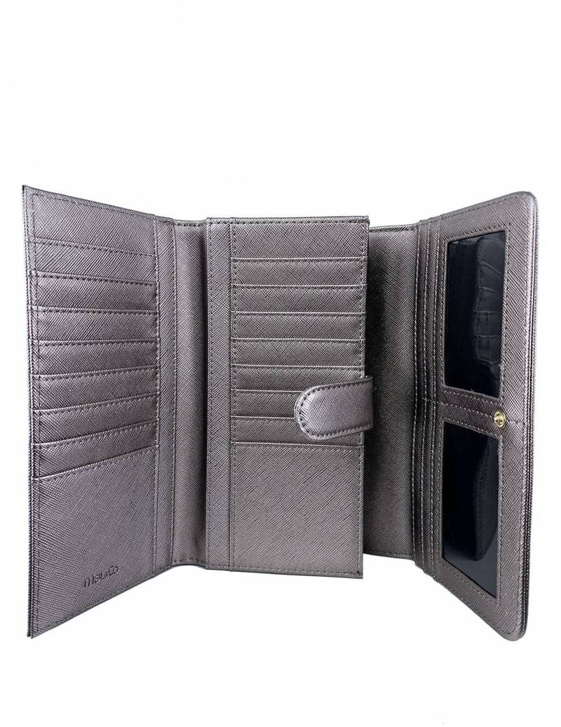 Saffiano Leatherette Tri-Fold Flap Large Wallet