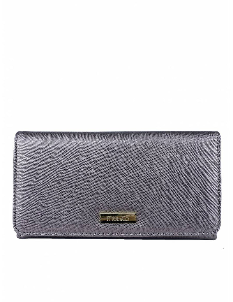 Saffiano Leatherette Tri-Fold Flap Large Wallet