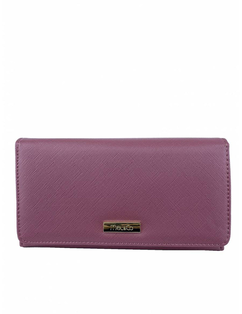 Saffiano Leatherette Tri-Fold Flap Large Wallet