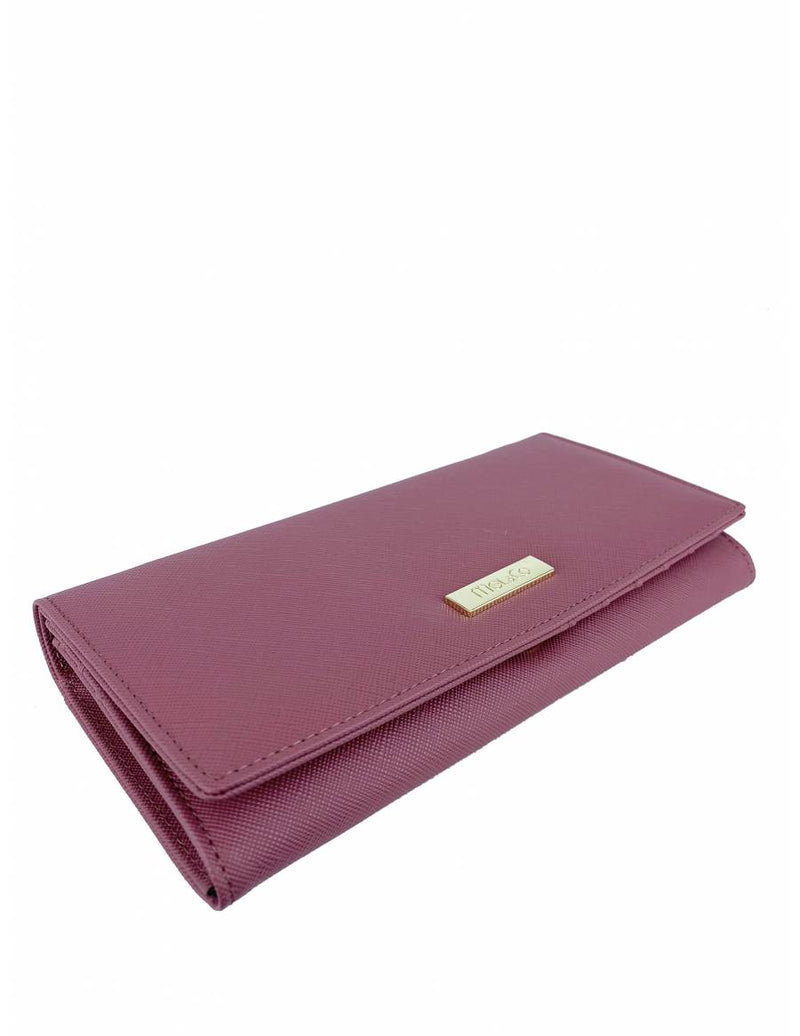 Mel & Co Saffiano Leatherette Basic Flap Long Wallet