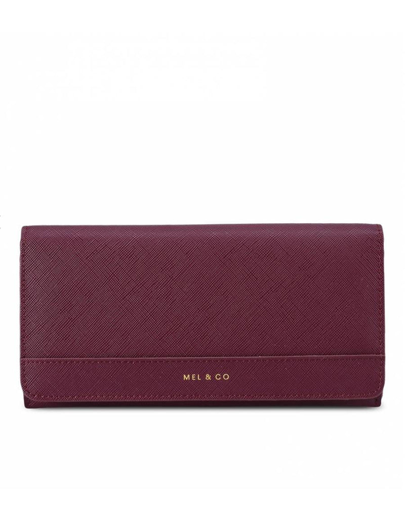 Mel & Co Saffiano-Effect Basic Flap Long Wallet
