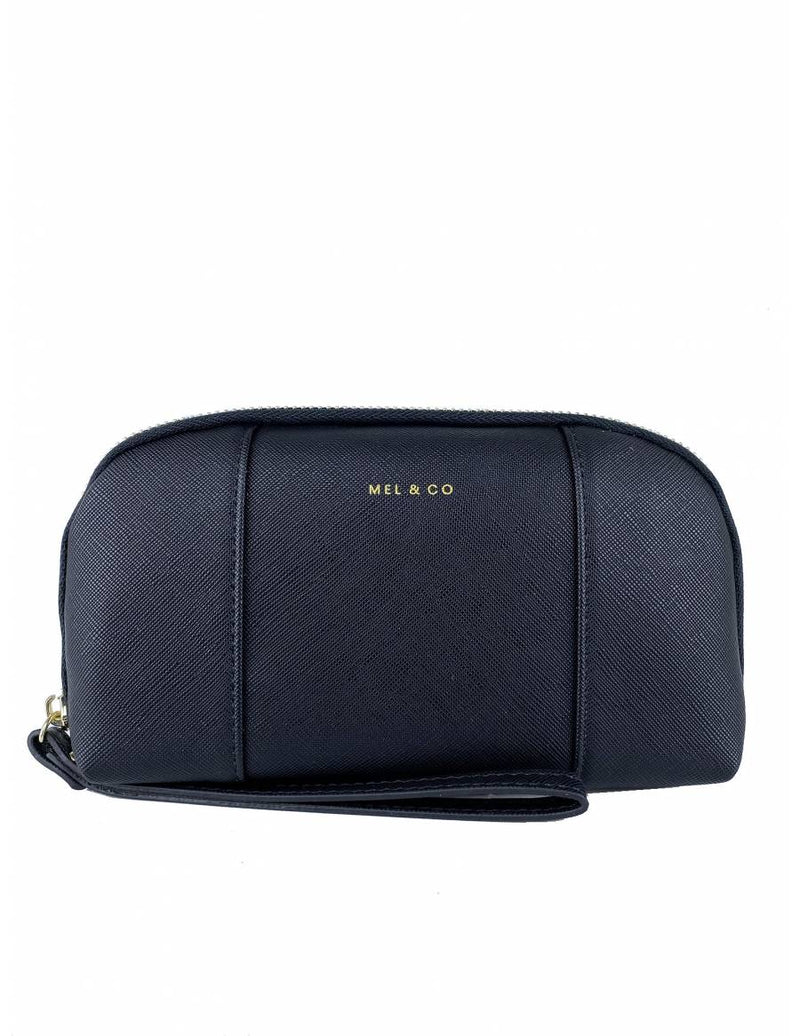 Saffiano-Effect Loop Handle Zip-Around Wristlet Pouch