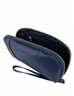 Saffiano-Effect Loop Handle Zip-Around Wristlet Pouch