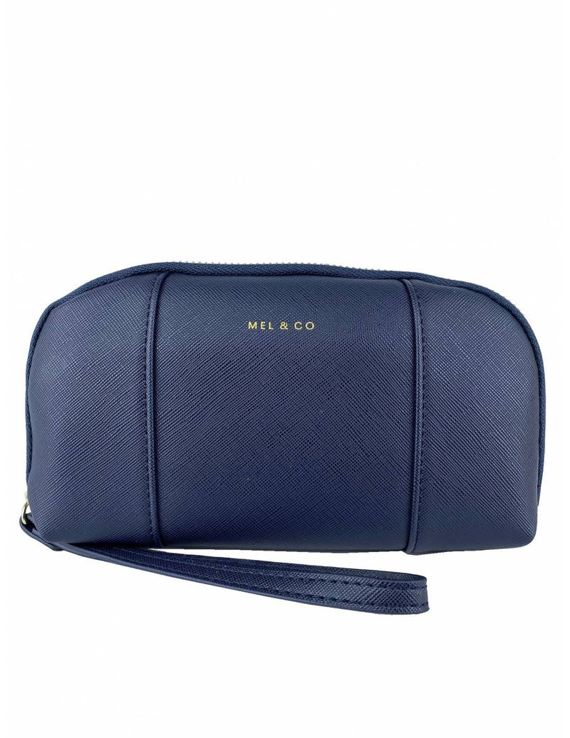 Saffiano-Effect Loop Handle Zip-Around Wristlet Pouch