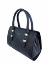 Saffiano-Effect Satchel With Metal Buckle Detail