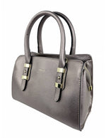 Saffiano-Effect Satchel With Metal Buckle Detail