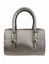 Saffiano-Effect Satchel With Metal Buckle Detail