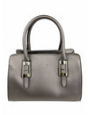 Saffiano-Effect Satchel With Metal Buckle Detail