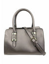 Saffiano-Effect Satchel With Metal Buckle Detail